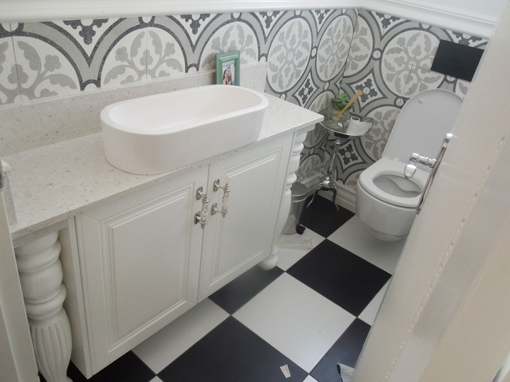 Custom vanity with twin basins